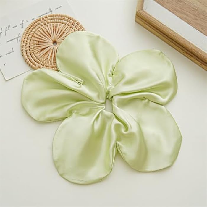 DINPREY Cute Big Flower Hair Scrunchies for women, Floral Hair Ties Flower Hair bands Scrunchies Ponytail Holders Floral Headbands Accessories for Girls (Pink Green Purple) - Image 5